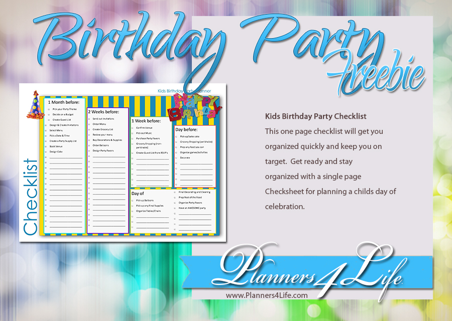 Children: Birthday Party Planner Checklist for Kids